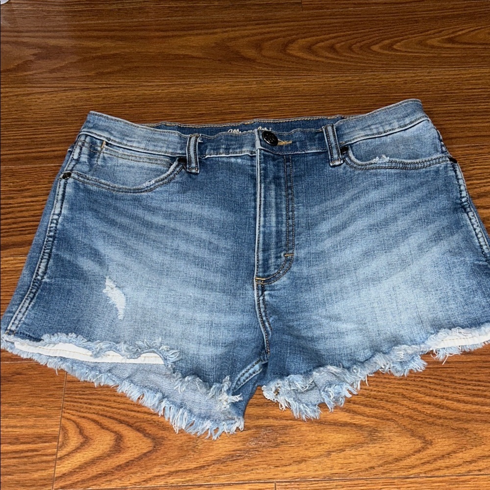 NWOT WRANGLER TEXAS TECH "RETRO"‎ WESTERN DENIM HIGH RISE CUT OFF SHORTS SIZE 7